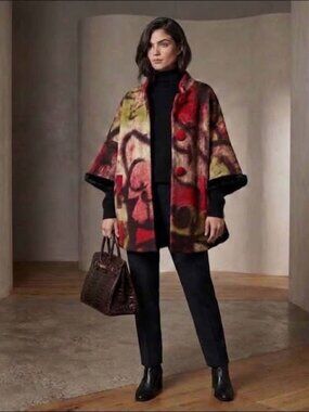 Didier Parakian Avant-Garde Artsy Cape Coat Logo Lining S/M